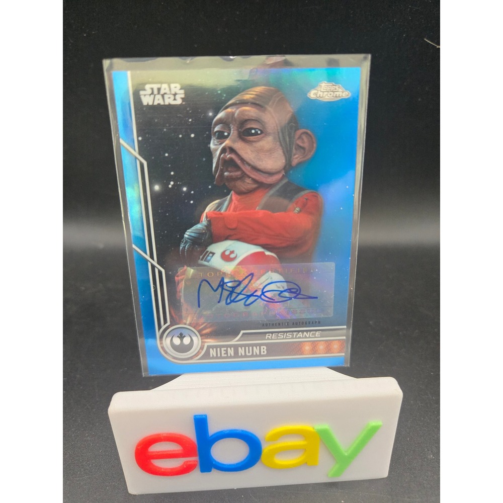 Topps Star Wars Chrome Nien Nunb Mike Quinn Auto Signed Card 117/150 Blue